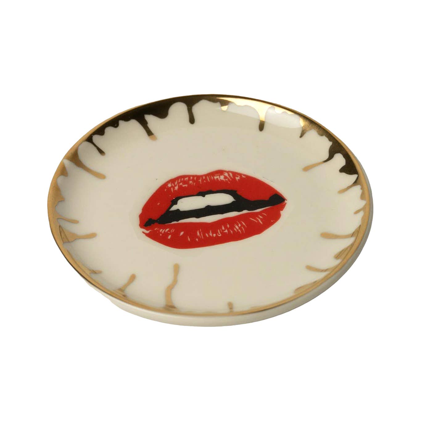 Lips Round Ceramic Trinket Dish