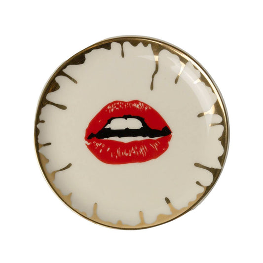 Lips Round Ceramic Trinket Dish