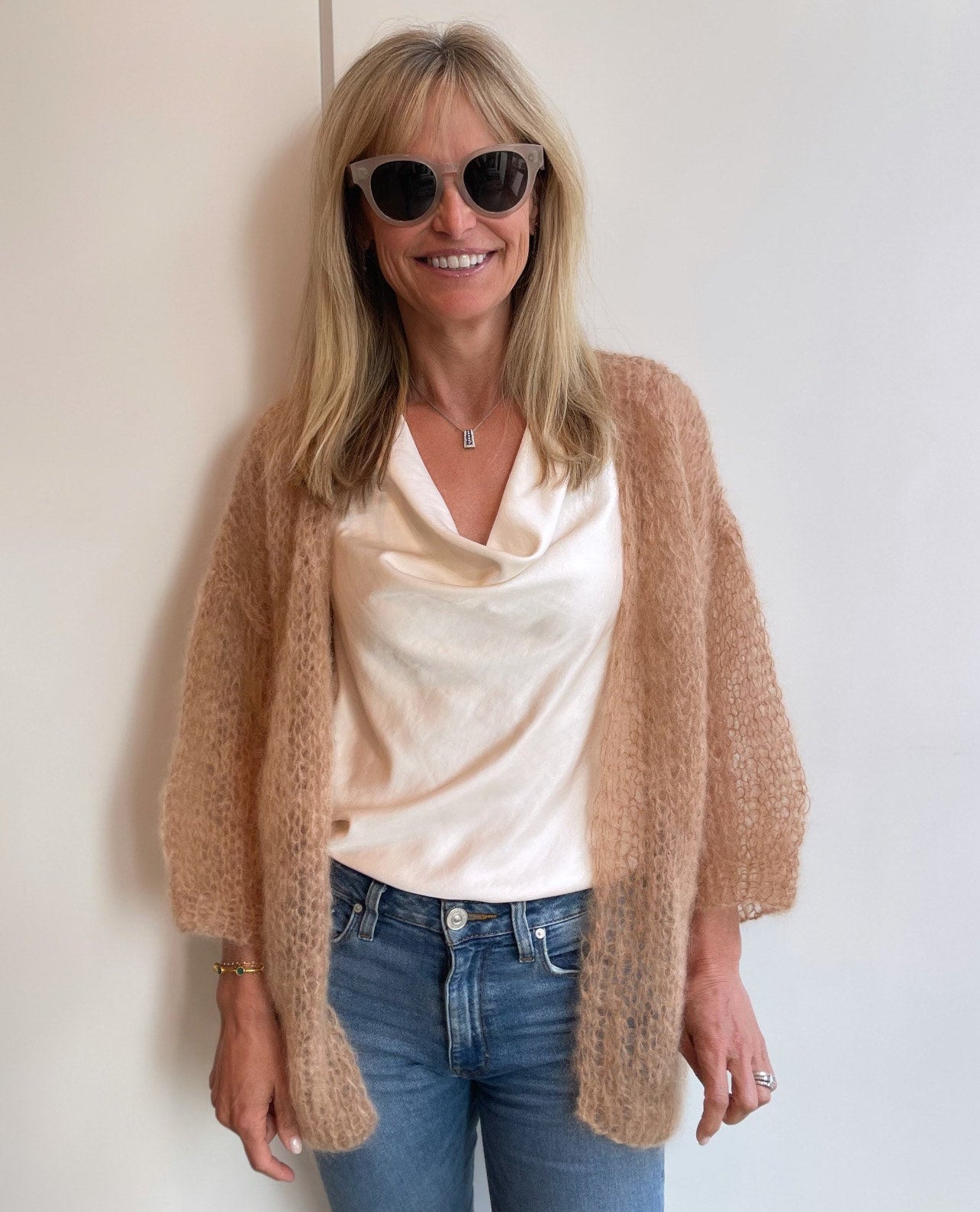 Mohair Light Oversized Cardigan in Camel by Maiami