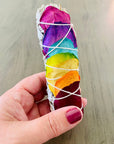 White Sage with Rainbow Chakra Roses Smudge Stick