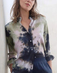 Long Sleeve Button Shirt in Waterlilies by Michelle Jonas