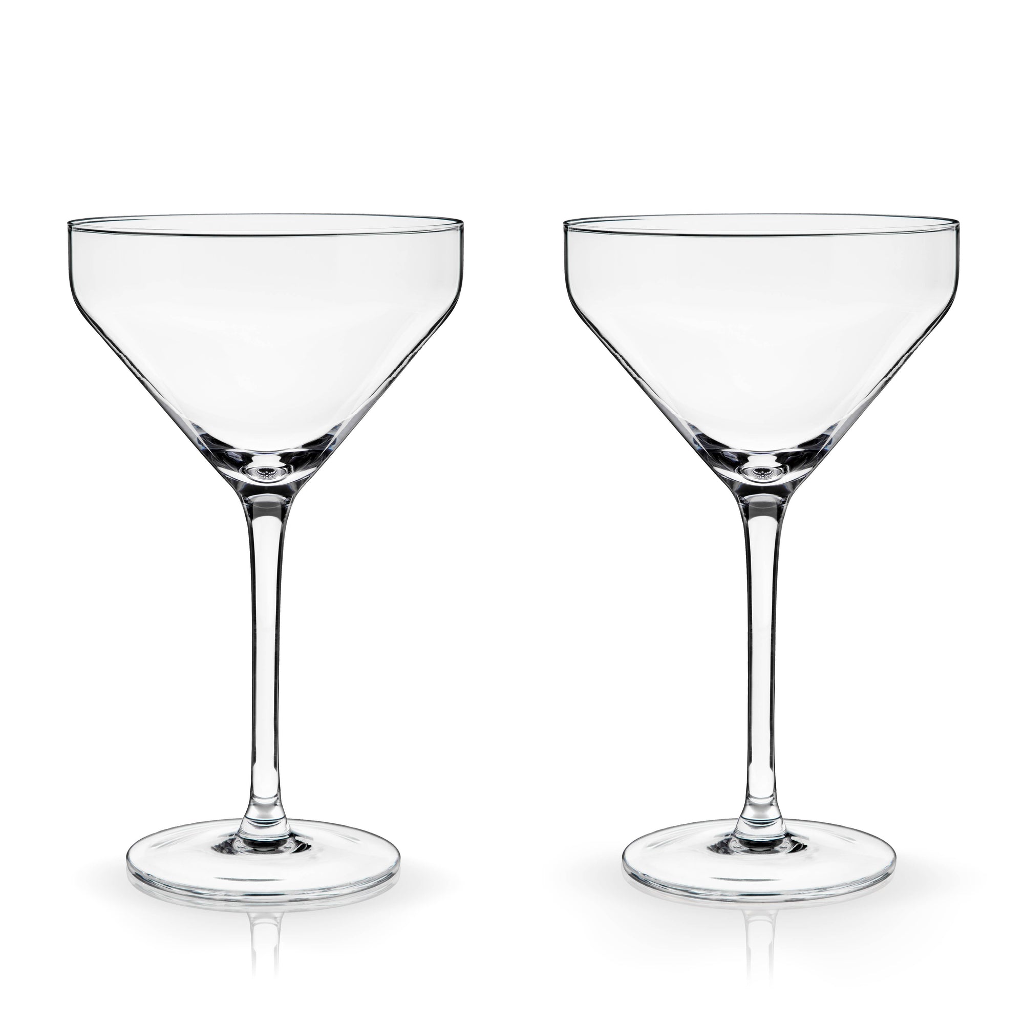 Raye Stemmed Angled Crystal Martini Glasses - Set of 2