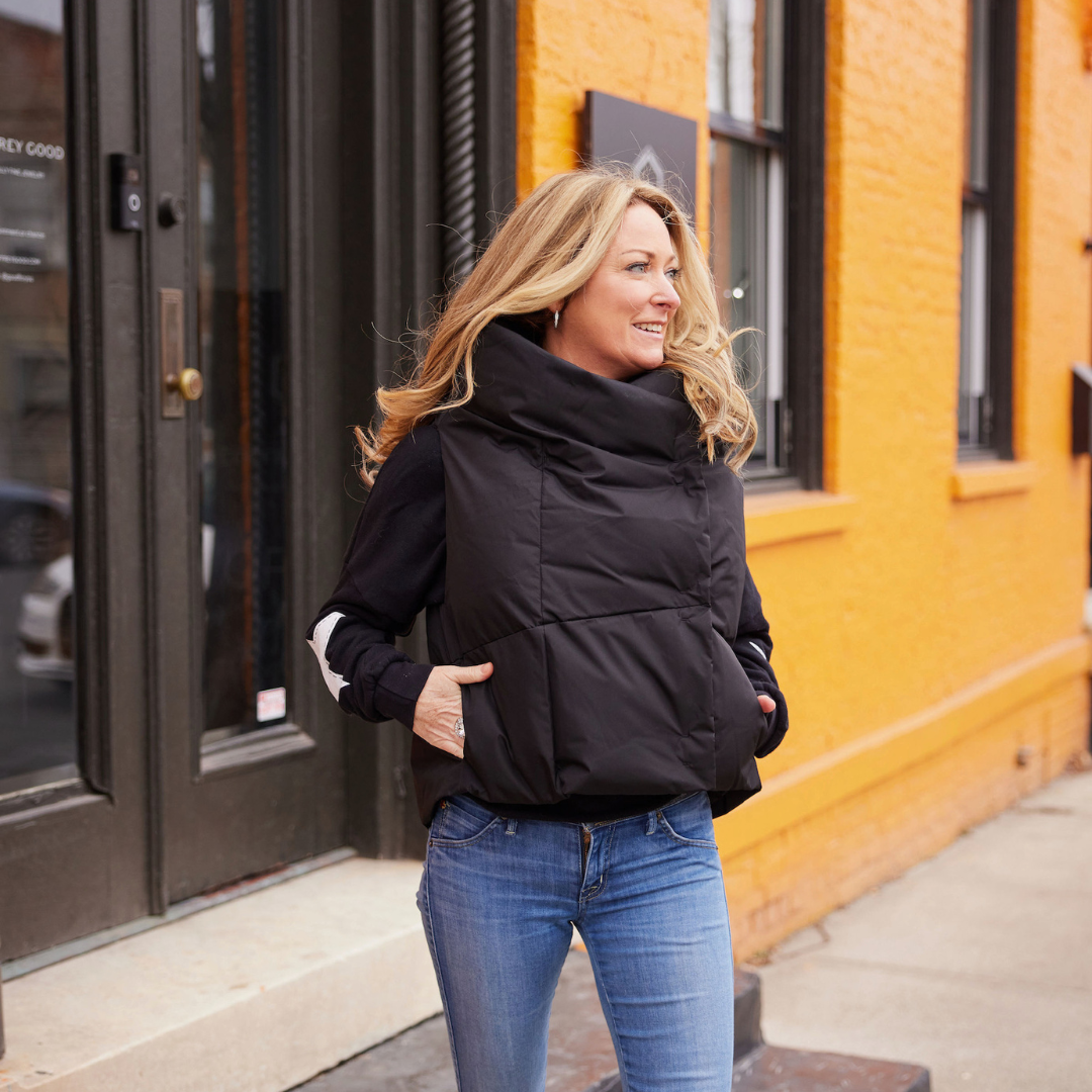 Black Waterproof Pretty Puffer Vest by Pretty Rugged