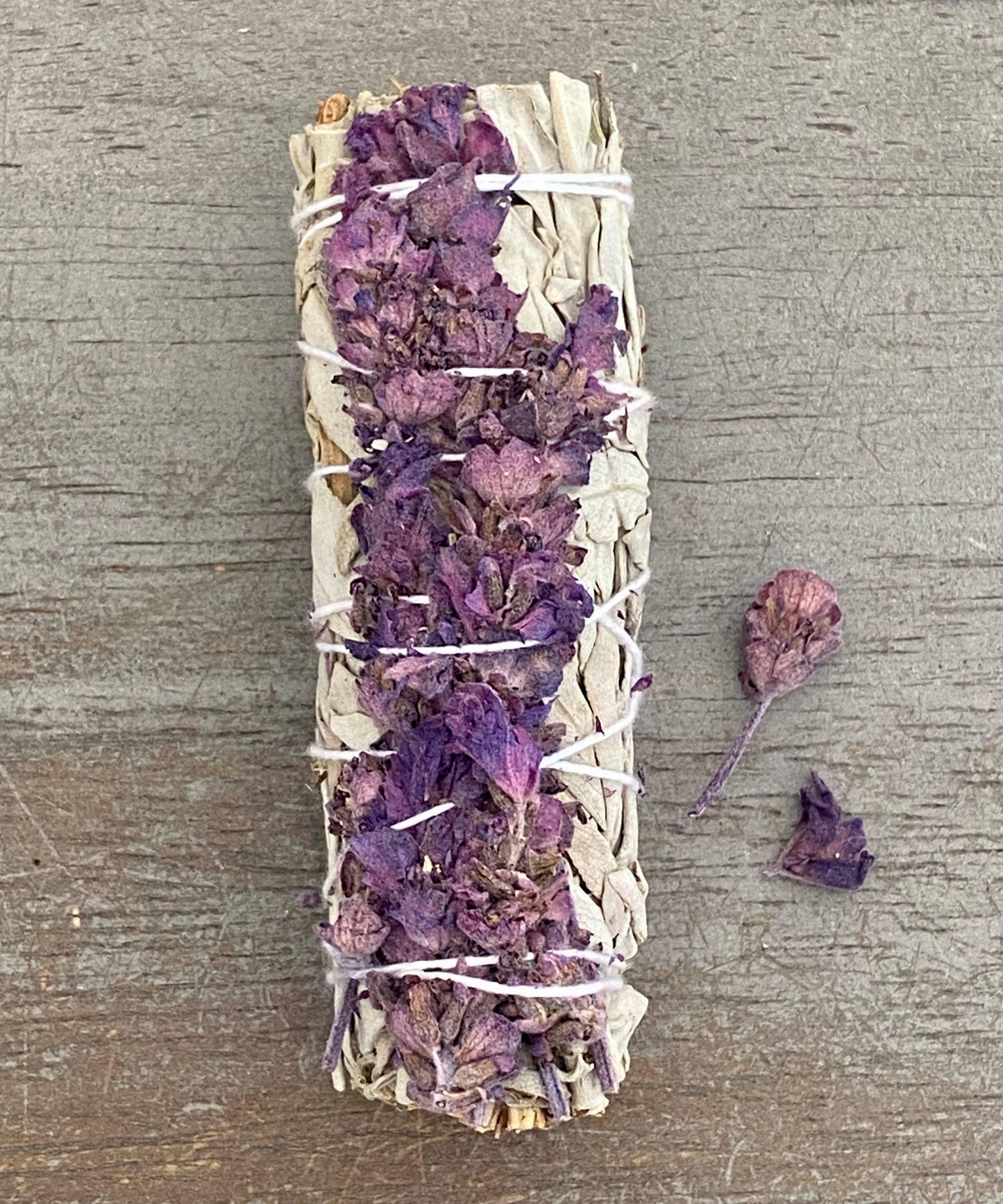 White Sage with Lavender Flowers Smudge Stick