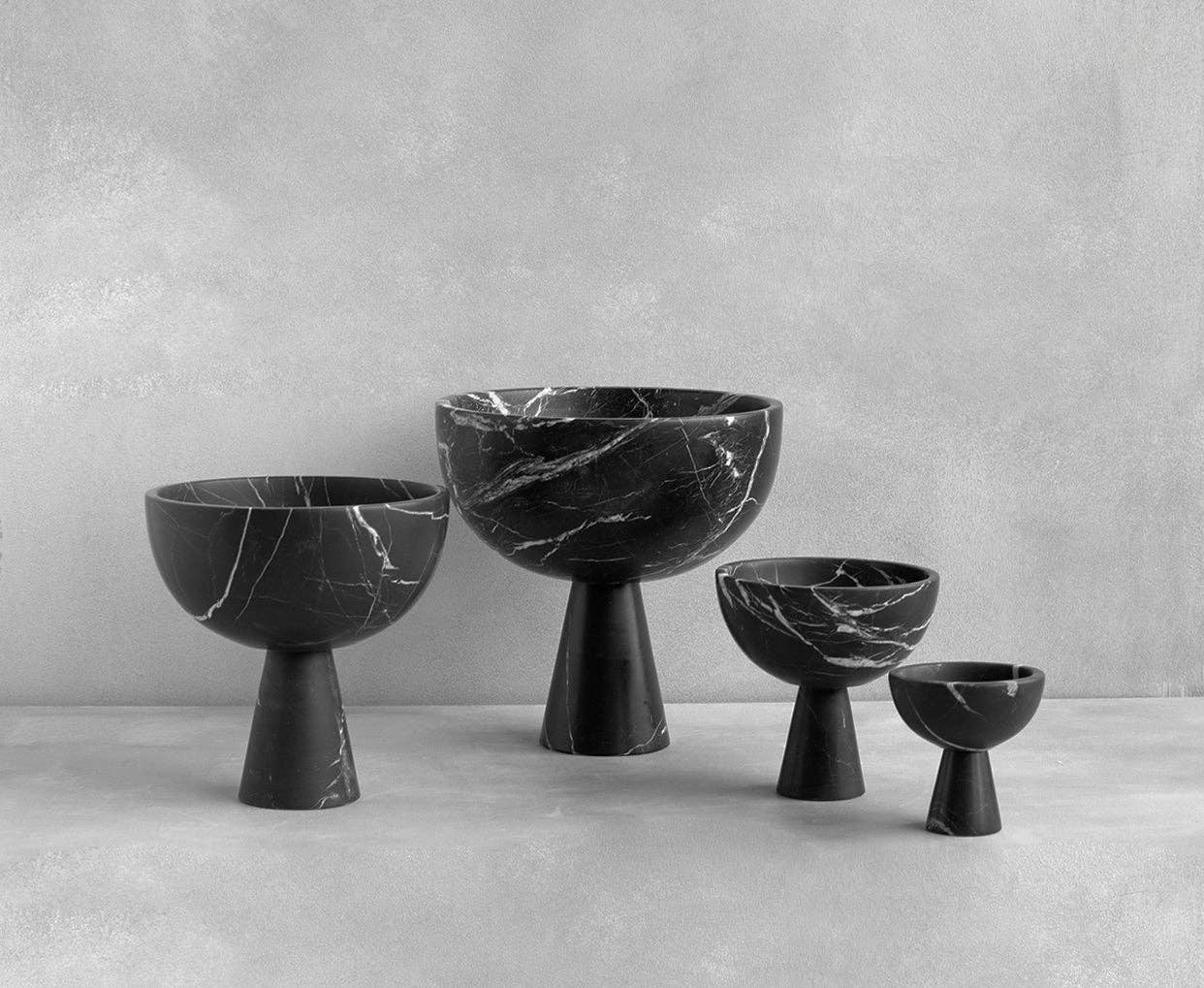 Black Marble Pedestal Bowl