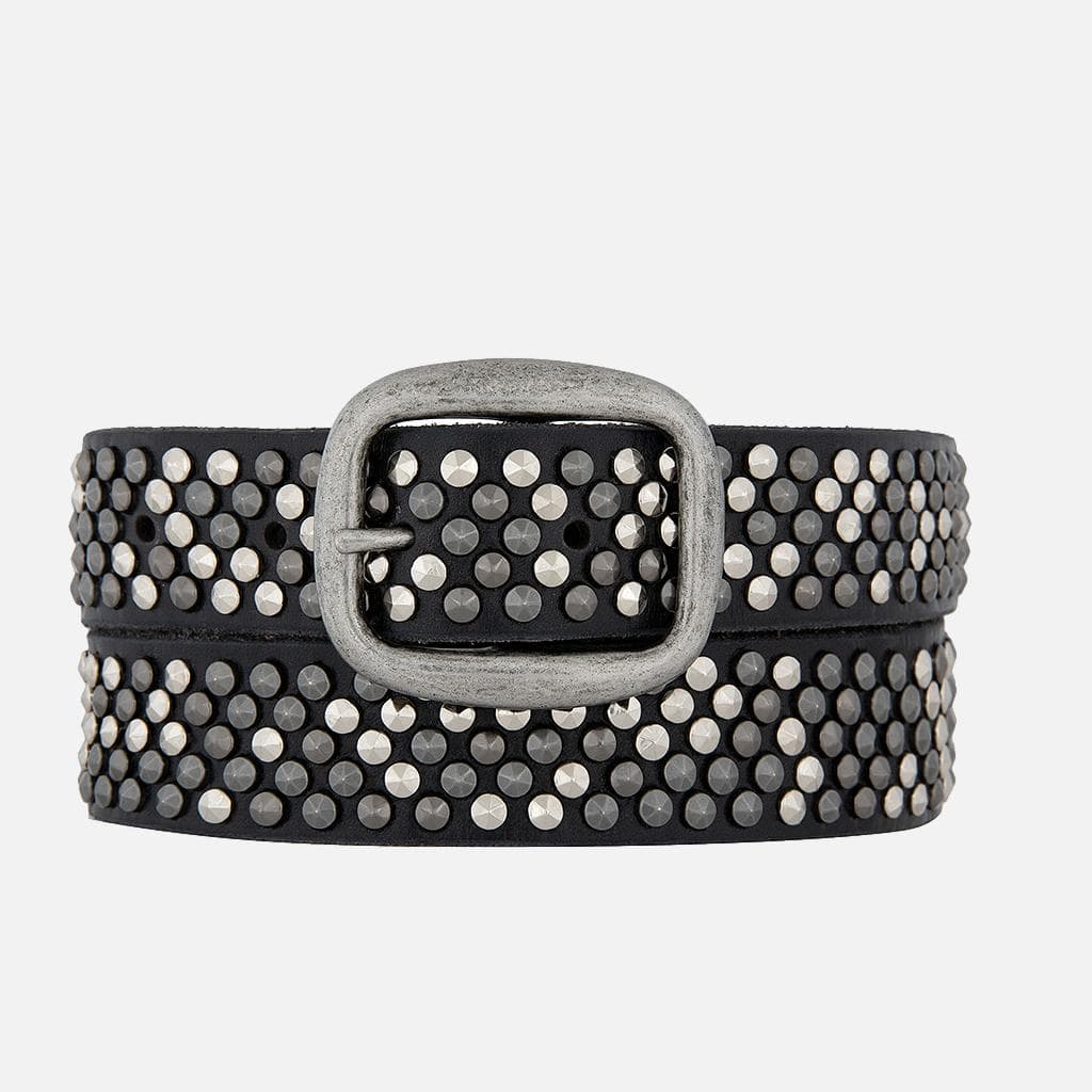 Britta | Vintage Silver Buckle Studded Leather Belt