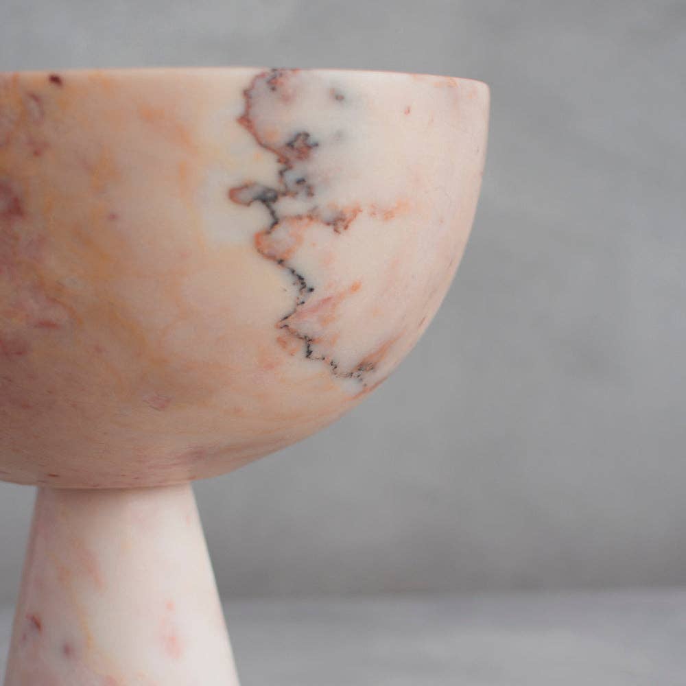 PINK MARBLE PEDESTAL BOWL XL