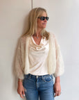 Mohair Light Bomber Cardigan in Creme by Maiami