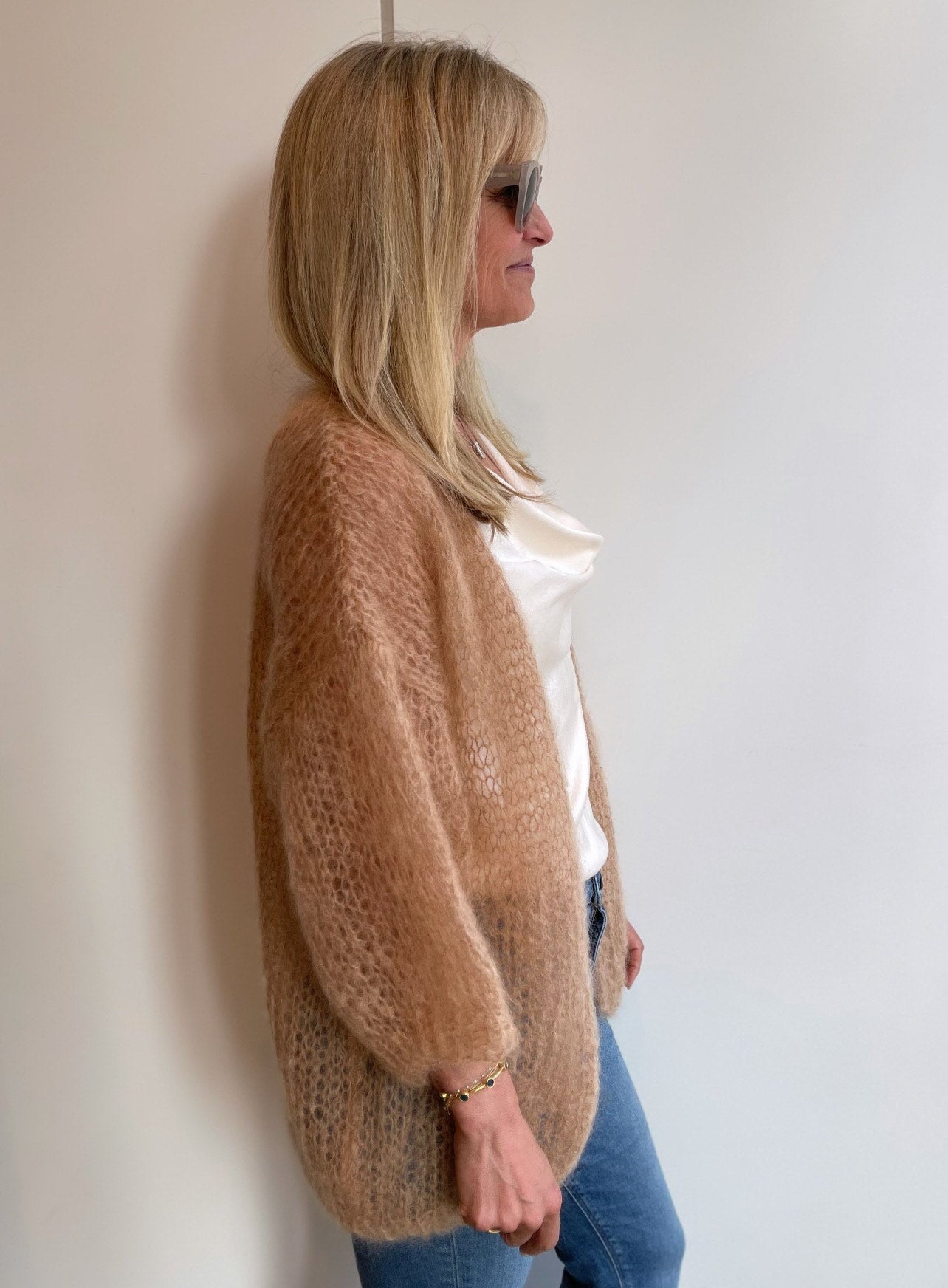 Mohair Light Oversized Cardigan in Camel by Maiami