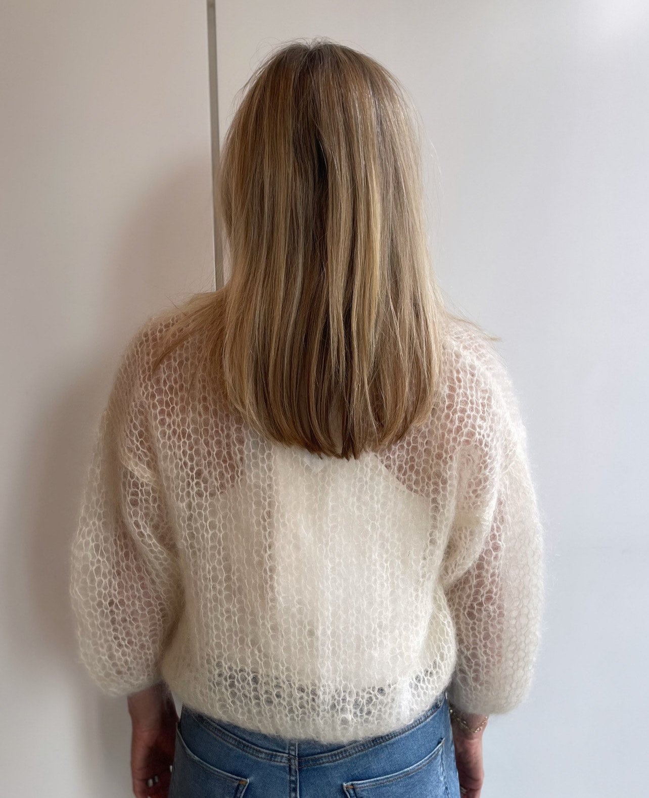 Mohair Light Bomber Cardigan in Creme by Maiami