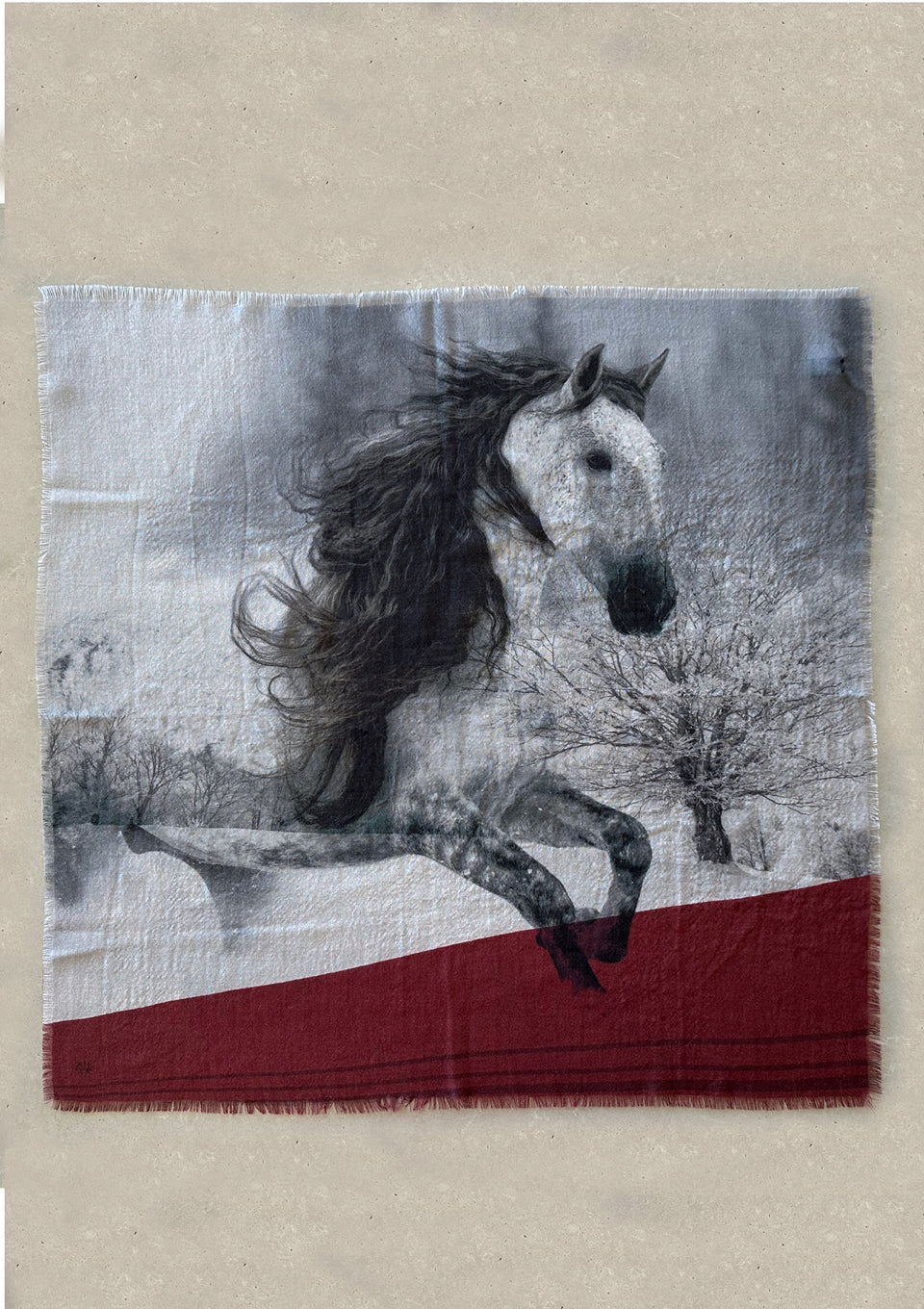 Snowy Mustang Scarf by At Home with Ray