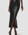 Illusion Leather Midi Jean Skirt by Hudson