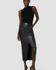 Illusion Leather Midi Jean Skirt by Hudson