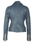 Sofia Leather Jacket in Denim Blue