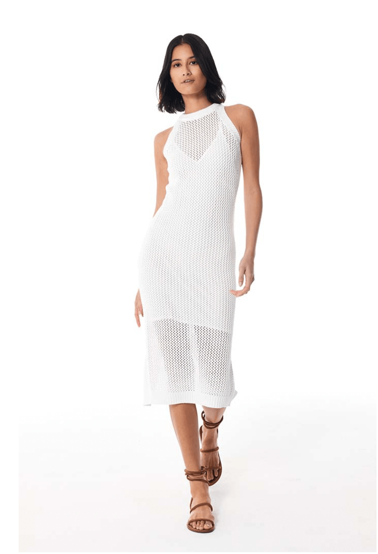 Chev Crochet Dress in White by YFB - Haven