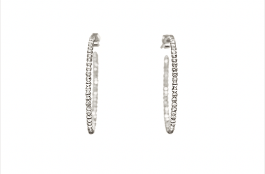 White Gold Mooncut Hoops by Leela Grace