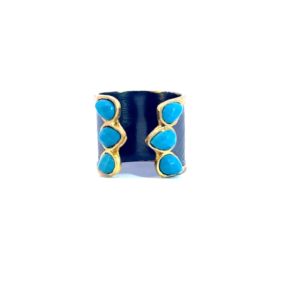 Gemstone Cuff Ring by Leela Grace Jewelry (Various Colors)