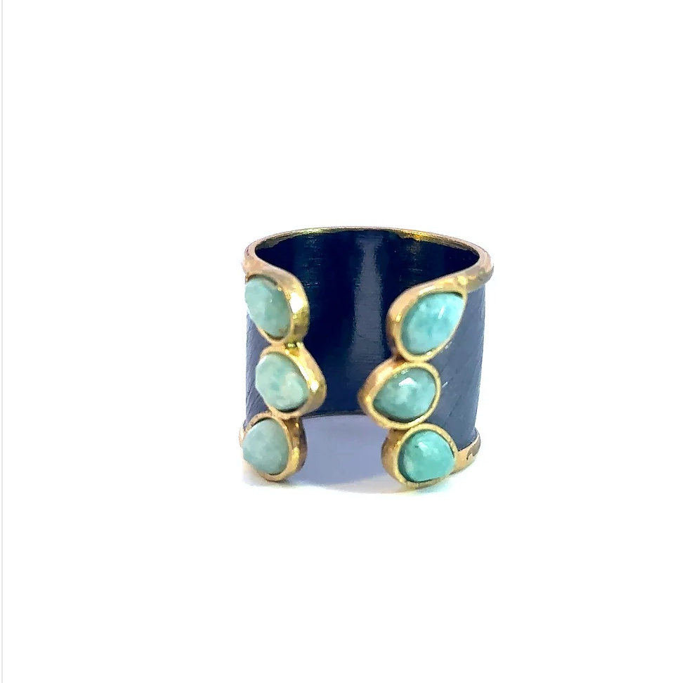 Gemstone Cuff Ring by Leela Grace Jewelry (Various Colors)