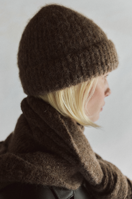 Piper Beanie in Heather Brown by Janessa Leone