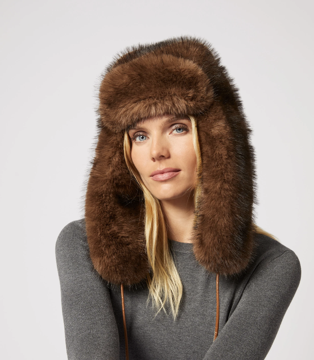 Lauren Fox Faux Fur Trapper Hat by Adrienne Landau