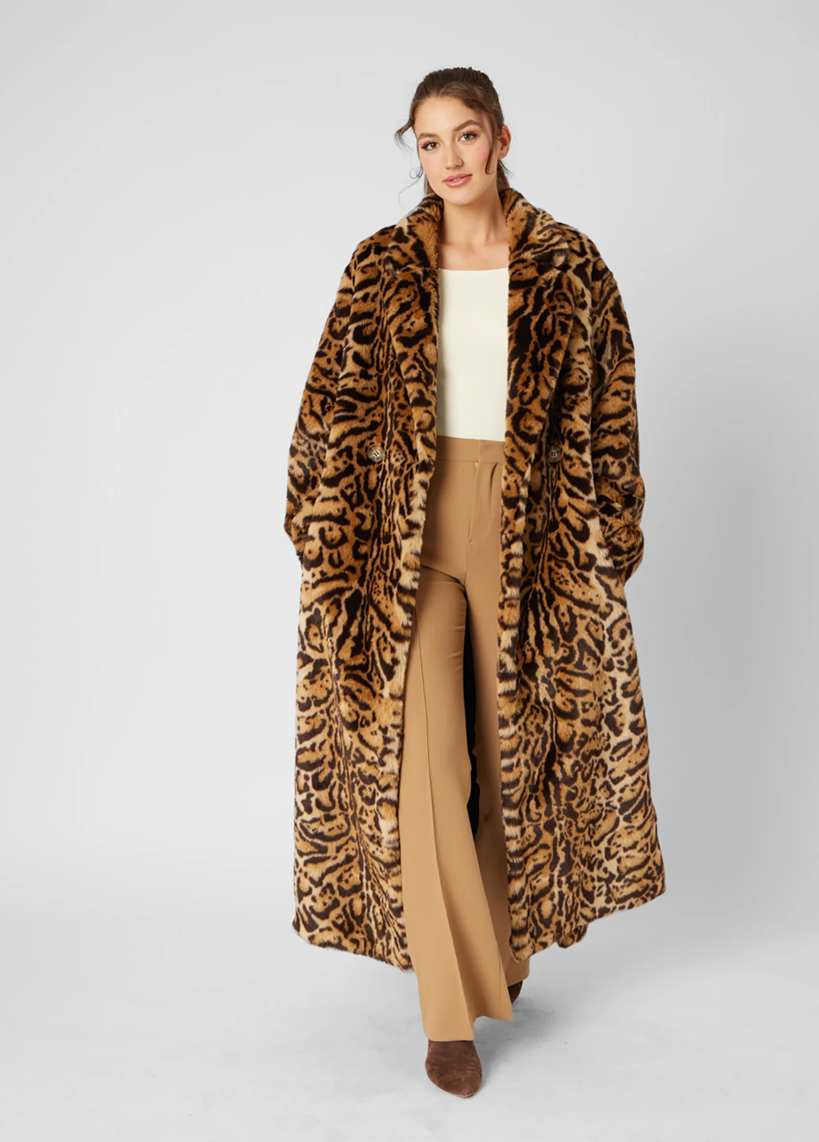 Leopard Faux  Fur Coat by Adrienne Landau