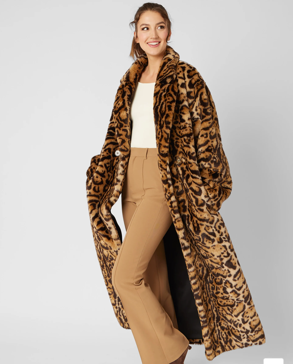 Leopard Faux  Fur Coat by Adrienne Landau