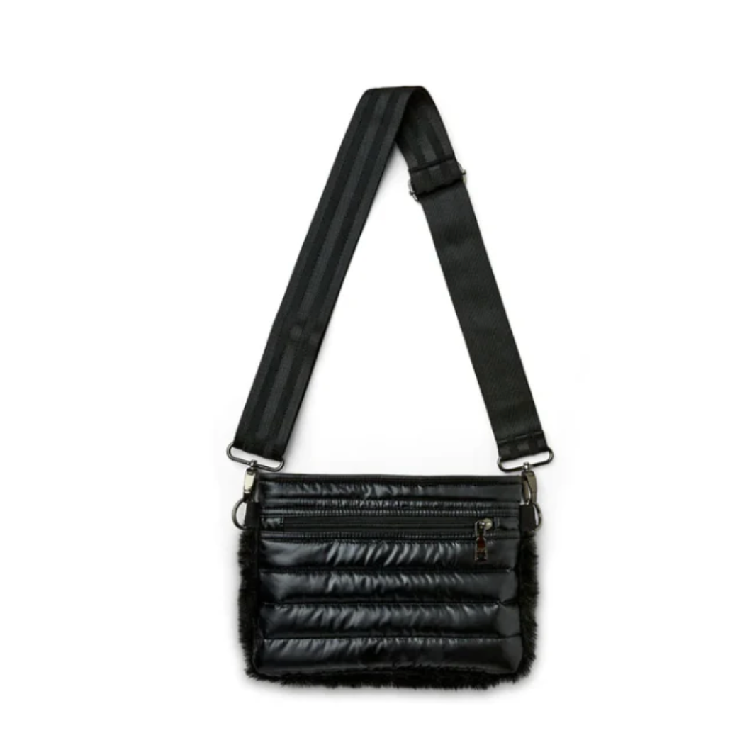 Deluxe Bum Bag in Black Faux Fur by Think Royln