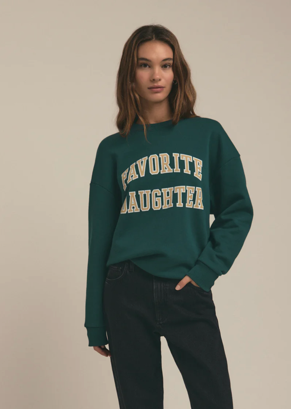 The Collegiate Sweatshirt in Juniper by Favorite Daughter