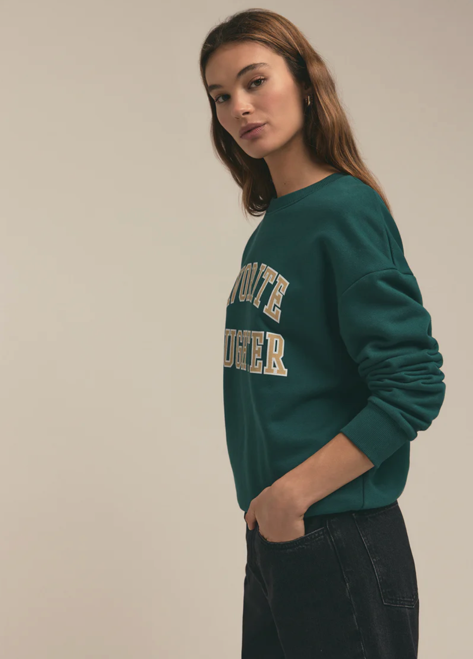 The Collegiate Sweatshirt in Juniper by Favorite Daughter