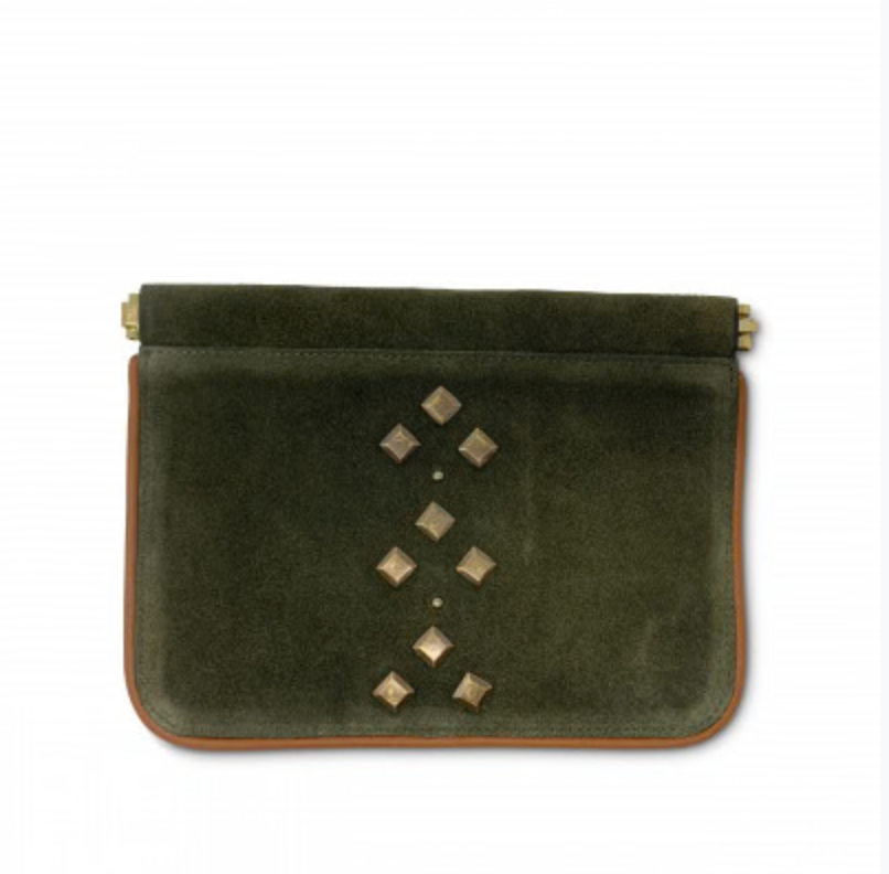 Olive Suede Snap Pouch by Kempton + Co.