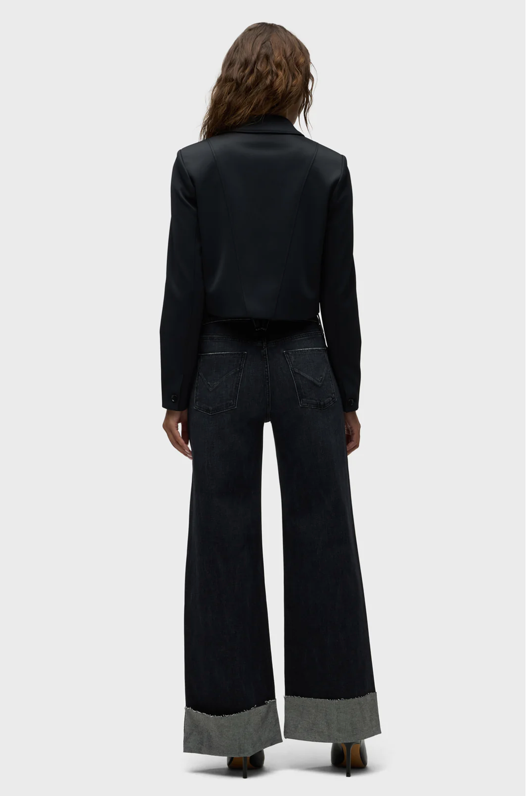 Jodie High-Rise Wide Leg Jean w/Cuff in Milano Noir by Hudson