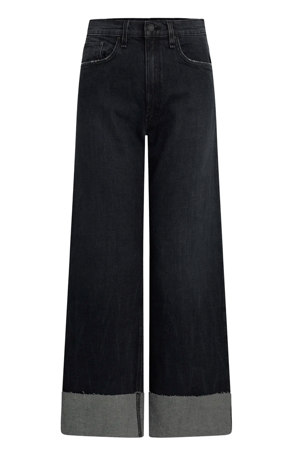 Jodie High-Rise Wide Leg Jean w/Cuff in Milano Noir by Hudson