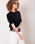 Lanie Cashmere Pullover in Black by Not Monday