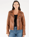 Fayola Leather Jacket in Cognac by Mauritius