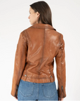 Fayola Leather Jacket in Cognac by Mauritius