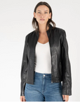 Chessy Leather Jacket in black by Mauritius