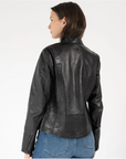 Chessy Leather Jacket in black by Mauritius