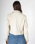 Maryn Leather Jacket in Off White by Mauritius