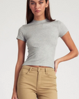 Rib Baby Tee in Heather Grey by SPRWMN