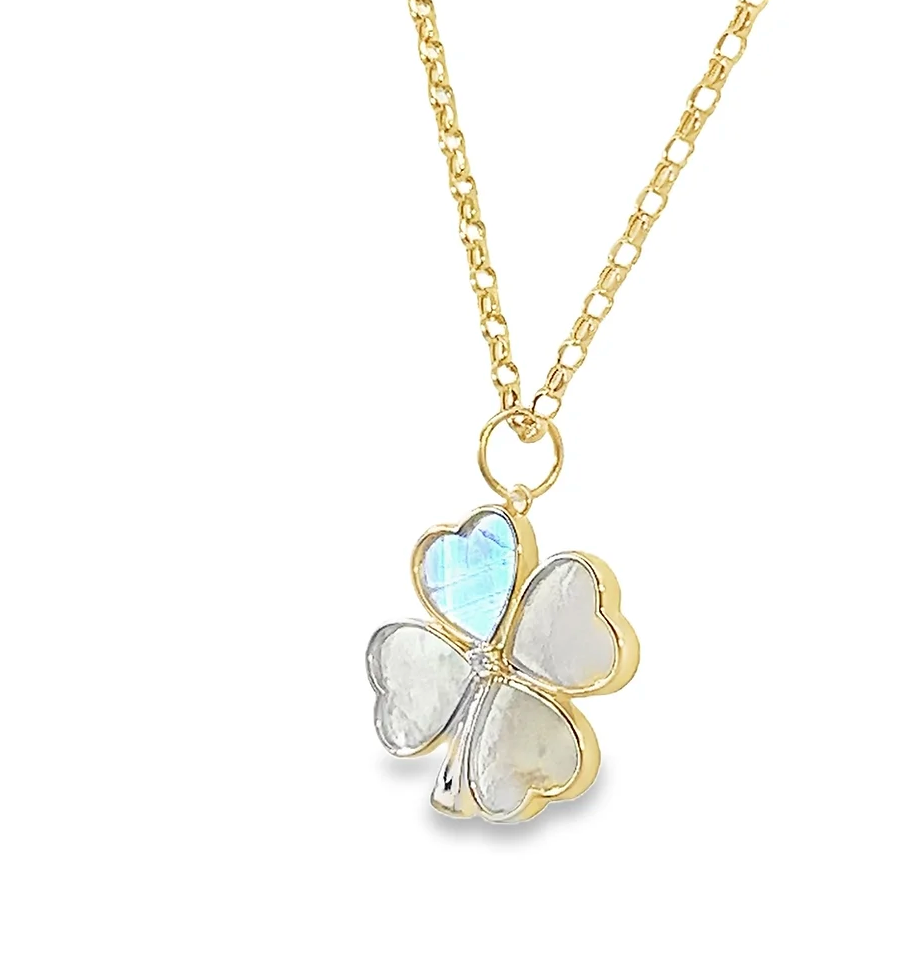 Rainbow Moonstone Four Leaf Clover