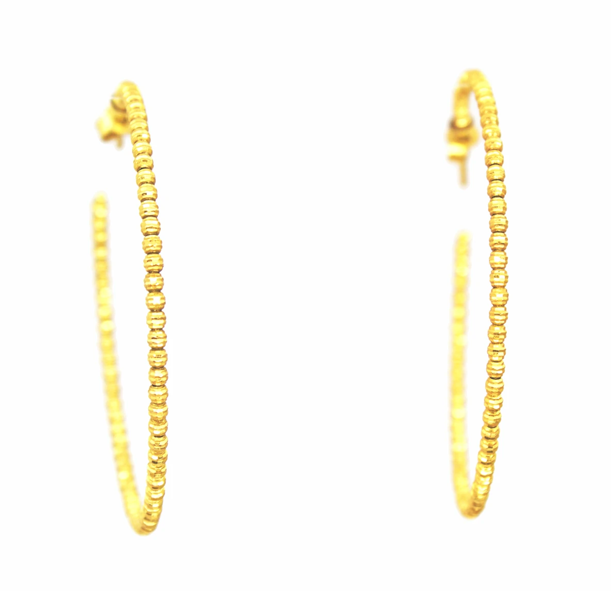 14k Gold Mooncut Hoops by Leela Grace