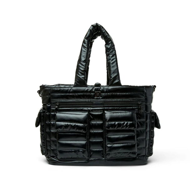 Two Faced Reversible Tote in Pearl Black by Think Royln