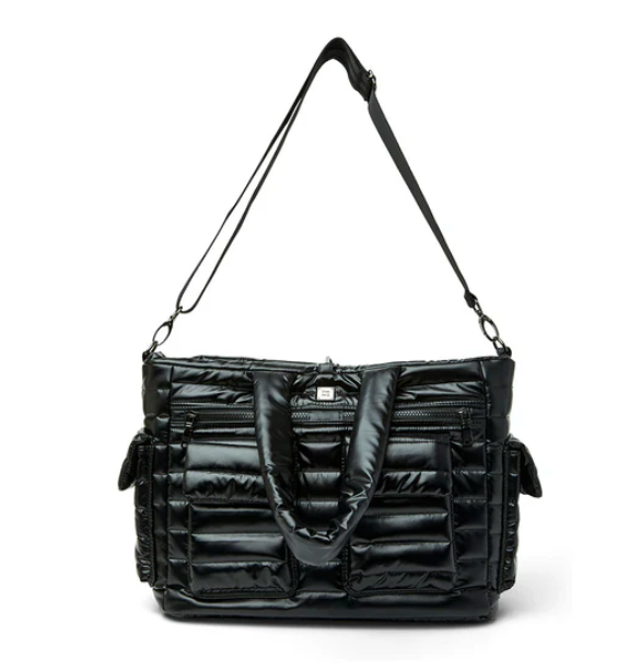 Two Faced Reversible Tote in Pearl Black by Think Royln