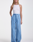 Blue Stripe Pleated Trouser by Smythe