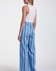 Blue Stripe Pleated Trouser by Smythe