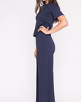 Ponte Knit Wide Leg Cropped Pant in Navy by Ripley Rader