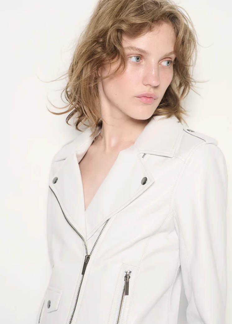 Cult Recycled Leather Jacket in White by AS by DF