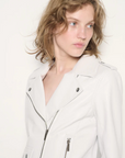 Cult Recycled Leather Jacket in White by AS by DF