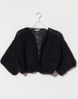 Mohair Light Short Sleeve Cardigan in Black by Maiami