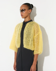 Mohair Light Short Sleeve Cardigan in Yellow by Maiami